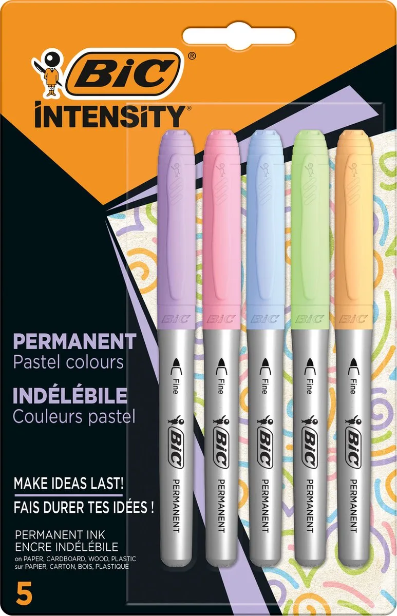 Intensity Permanent Marker - Viltstift - 5 stuks - Pastel alcoholstift - Medium punt 1.8mm från BIC i Lichtpaars – produktbild