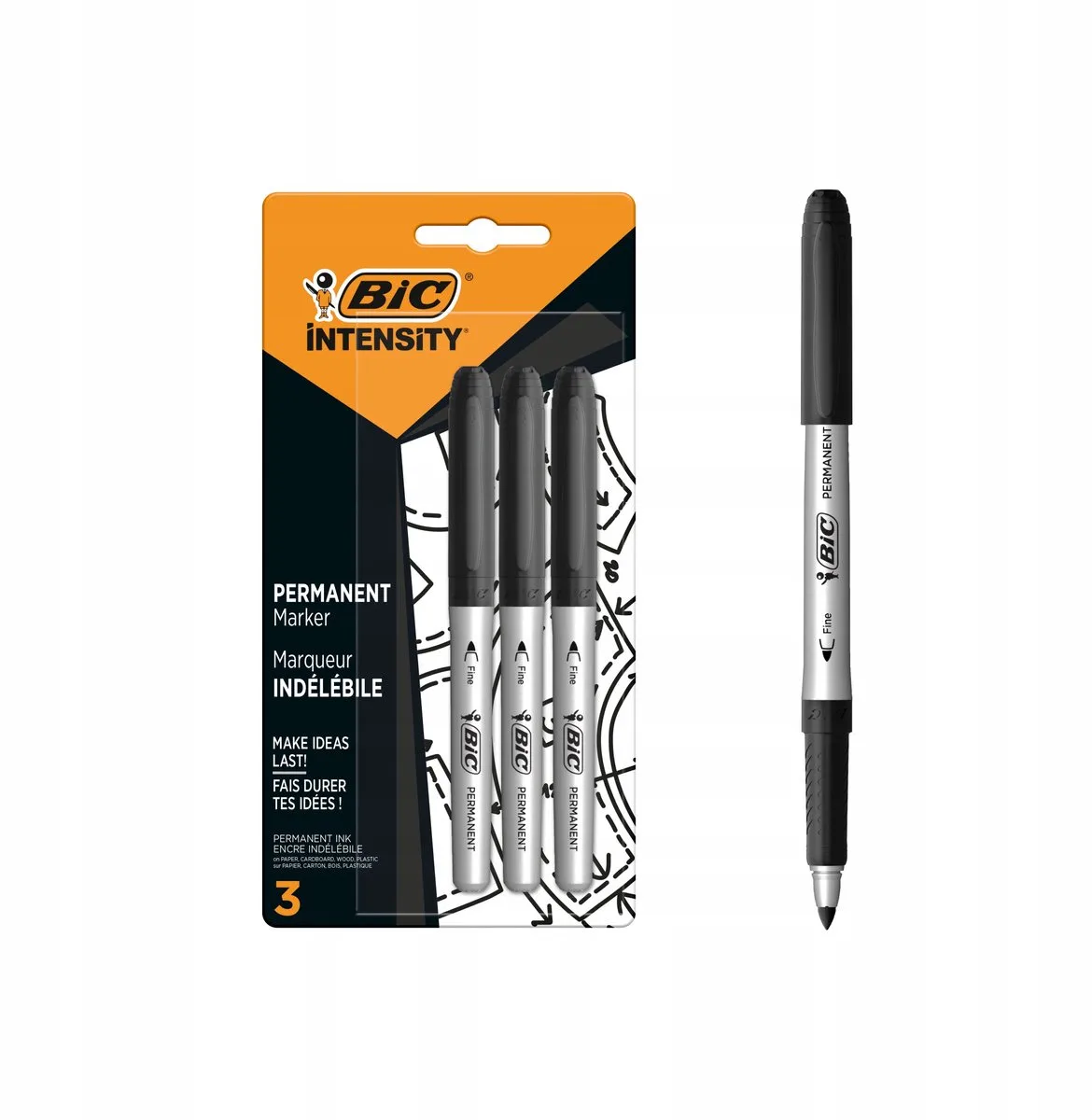 Intensity Permanente Markers 1.8mm - 3 Stuks van BIC in Zwart – productfoto