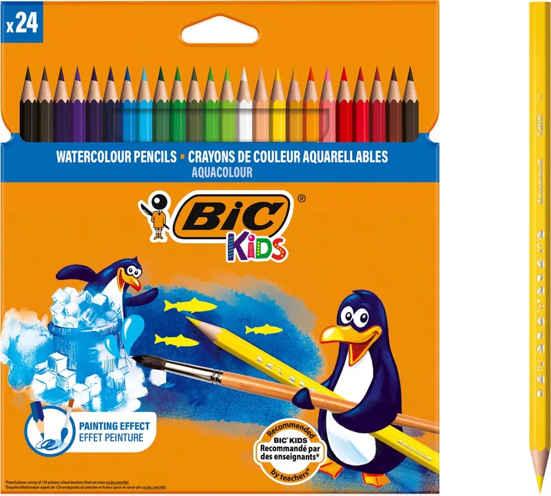 Kids Aquacouleur - Aquarelpotloden - Kinderen - Verschillende Kleuren - Potlood - 24 Stuks by BIC in Multicolour – product photo