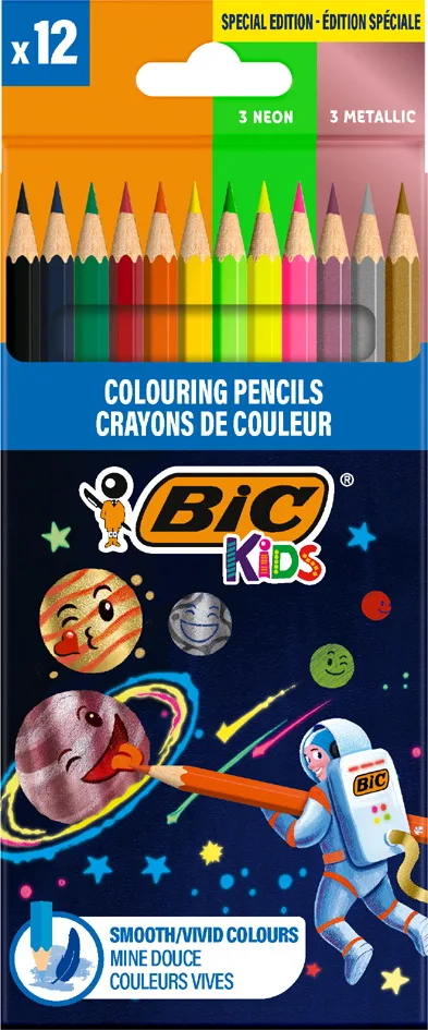 KIDS Buntstifte Cosmo, sechseckig, 12er Kartonetui von BIC – Produktfoto