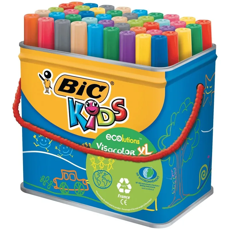 Kids viltstift Visacolor XL, metalen doos van 48 stuks de BIC – photo produit