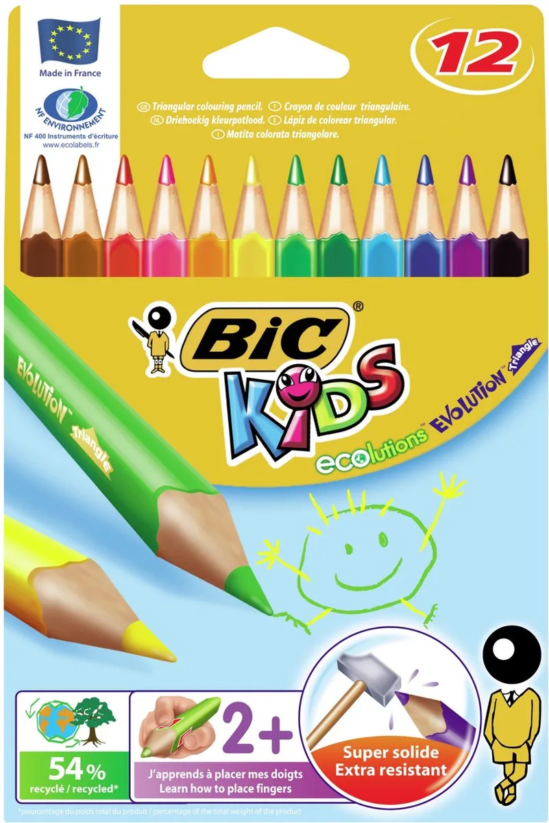 Kleurpotloden Bic Kids Evolution Triangle etui à 12 kleuren | 12 stuks by BIC in Assorti – product photo