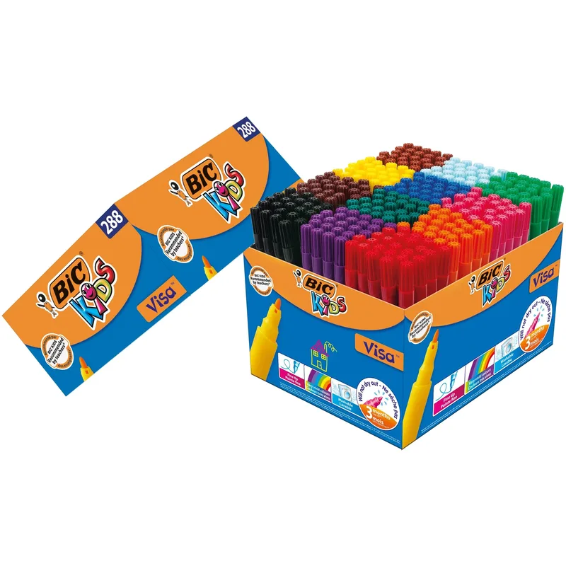 Kleurstift bickids visa schoolbox f assorti | 120 stuks de BIC – photo produit