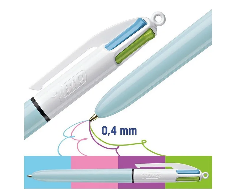 Kugelschreiber 4 Colours Fashion/Fun, 4 Pastellfarben in einem Stift von BIC in Grün – Produktfoto