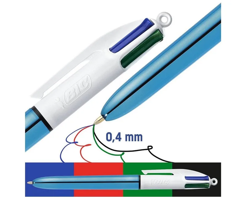 Kugelschreiber 4 Colours Shine, 4 Farben in einem Stift van BIC in Blauw – productfoto