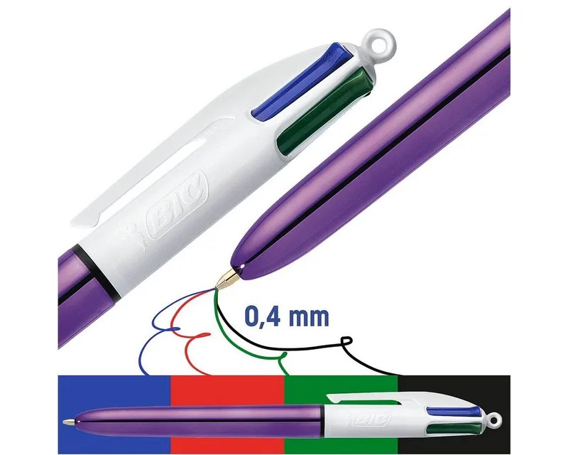 Kugelschreiber 4 Colours Shine, 4 Farben in einem Stift by BIC in Purple – product photo