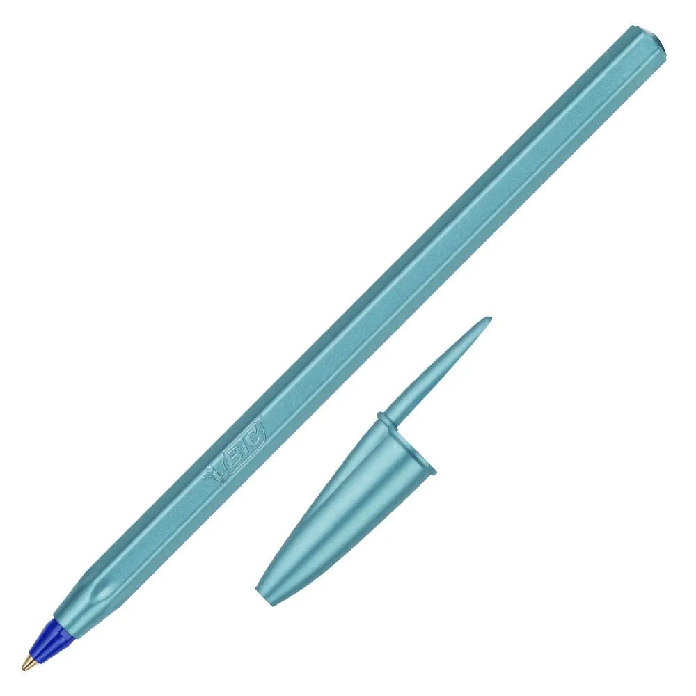 Kugelschreiber Cristal Glace metallblau, Schreibfarbe: Blau von BIC – Produktfoto