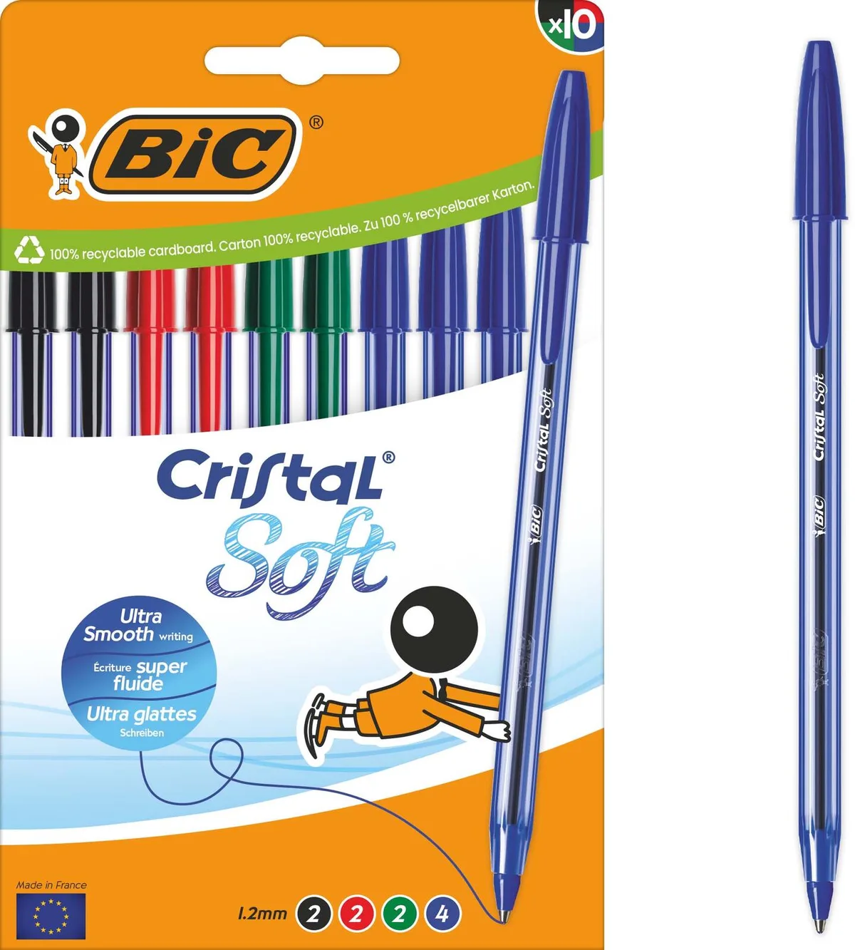 Kugelschreiber Cristal Soft, Schreibfarbe: farbsortiert by BIC – product photo