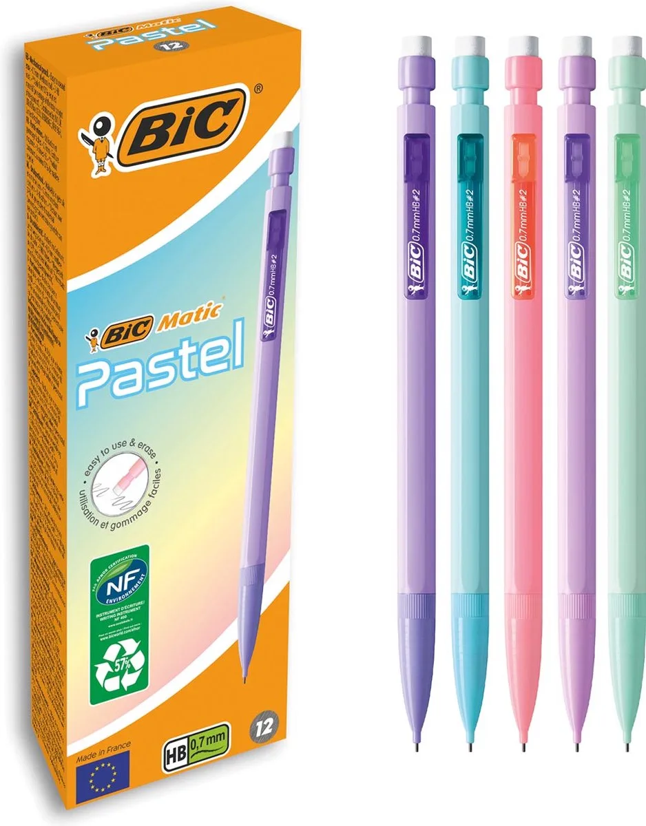 Matic - Vulpotlood - Pastel - Pak van 12 stuks de BIC en Rose – photo produit