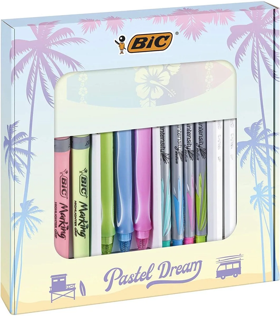 Pastel Dream - Pastel geschenkdoos - 7 Balpennen / 4 Fineliners / 4 markeerstiften / 1 notitieboekje de BIC – photo produit