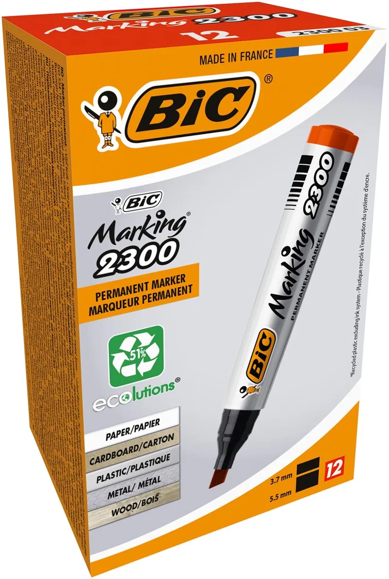 permanent marker Marking 2300 ECOlutions, rood, doos van 12 stuks de BIC – photo produit