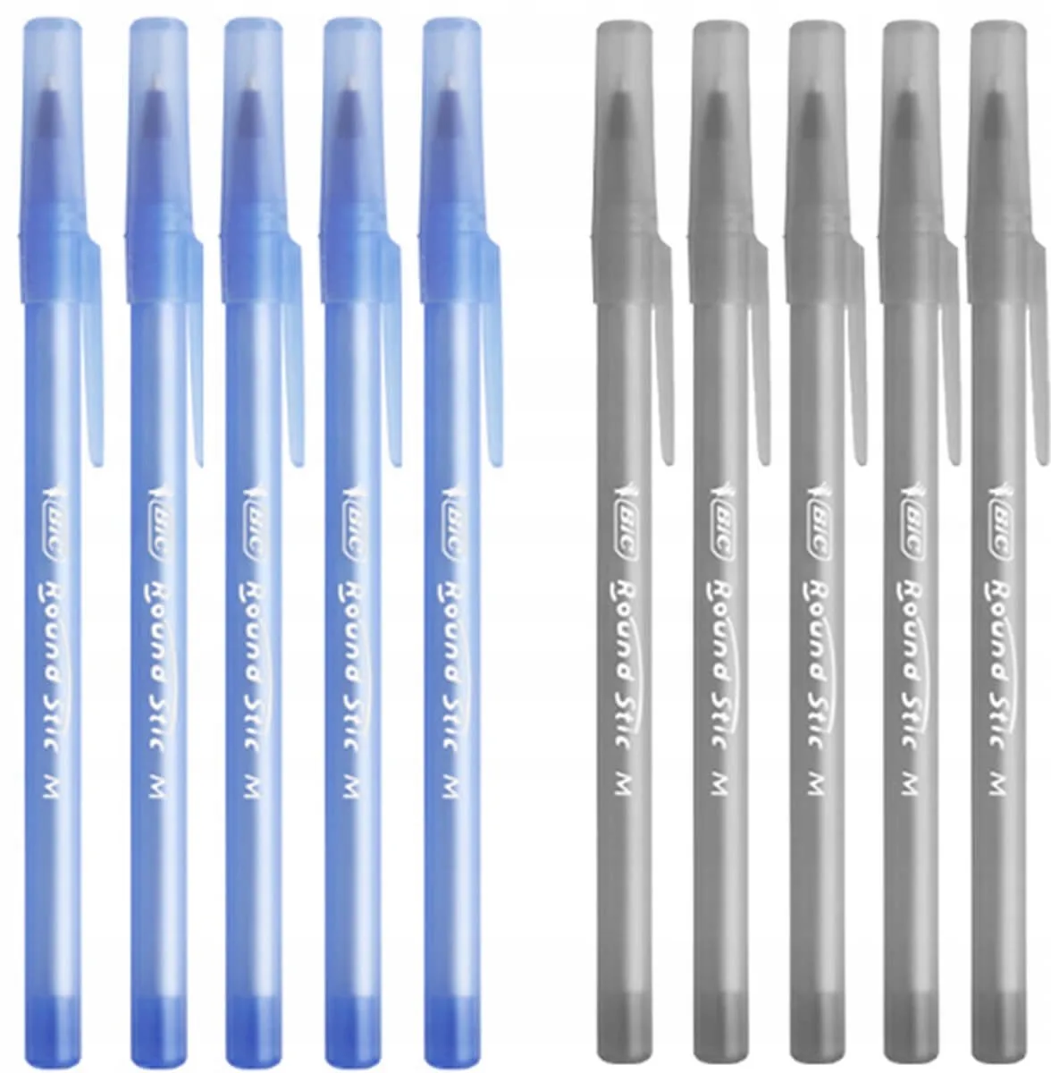 Round Stic Classic 10x Pennen: 5x Blauw + 5x Zwart de BIC en Bleu, Noir – photo produit