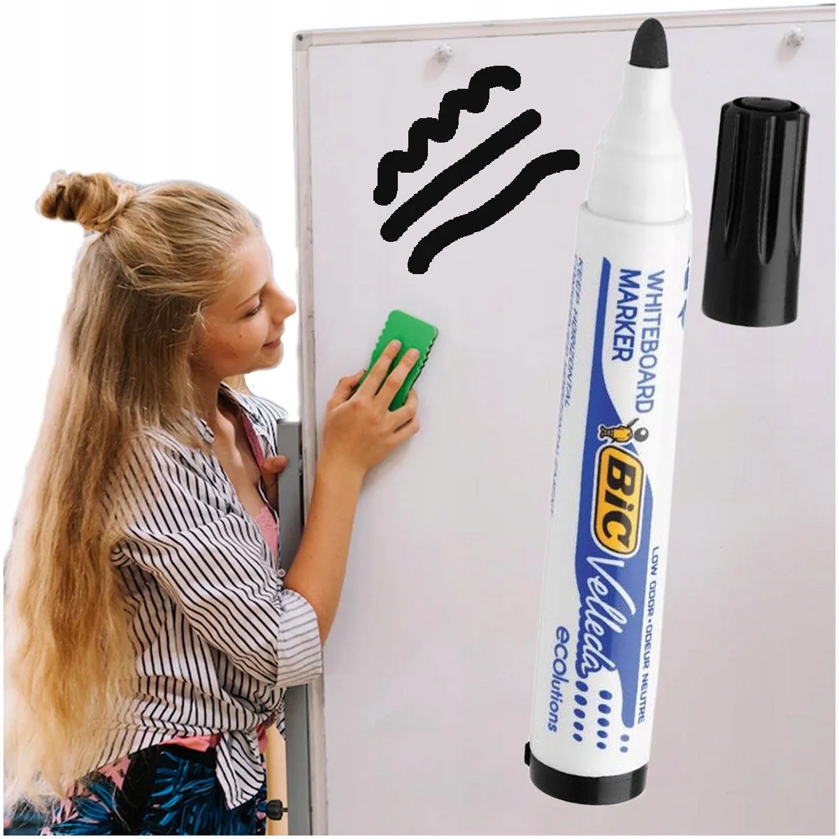 Whiteboard Marker - Duurzaam & Gemakkelijk Uitwisbaar by BIC in Black – product photo