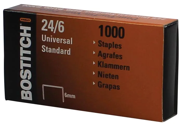 nietjes 24-6-1MGAL, 6 mm, verzinkt, doos met 1000 nietjes by Bostitch – product photo