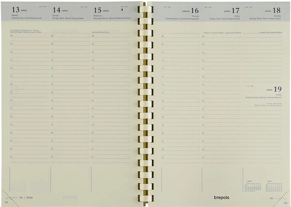 agenda 2026-2027 - Bretime NAVULLING - Schoolagenda - 16 maanden - 1 week per 2 pagina's - Gespiraleerd - Weekoverzicht - Vulling - 14.8 x 21 cm van Brepols in Ivoorkleurig – productfoto