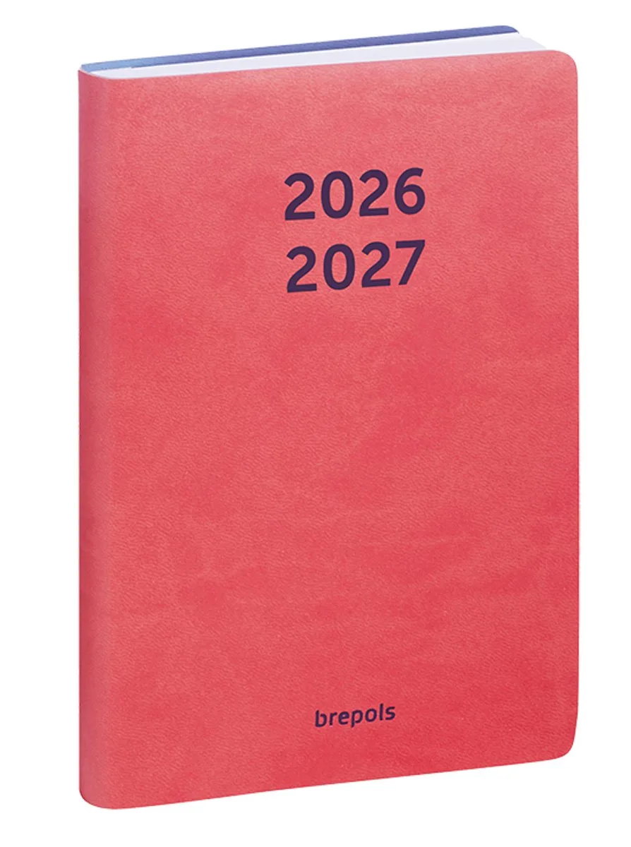 agenda 2026-2027 - COLORA - Schoolagenda - 1 dag per pagina - Semi-soepele omslag - Dagoverzicht - 11.5 x 16.9 cm van Brepols in Rood – productfoto