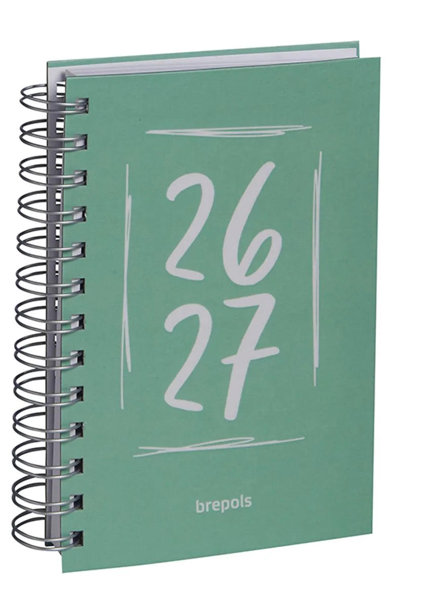 agenda 2026-2027 - DOODLE DASH - Schoolagenda - 1 dag per pagina - Wire-O - Dagoverzicht - 11.5 x 16.9 cm by Brepols in Green – product photo