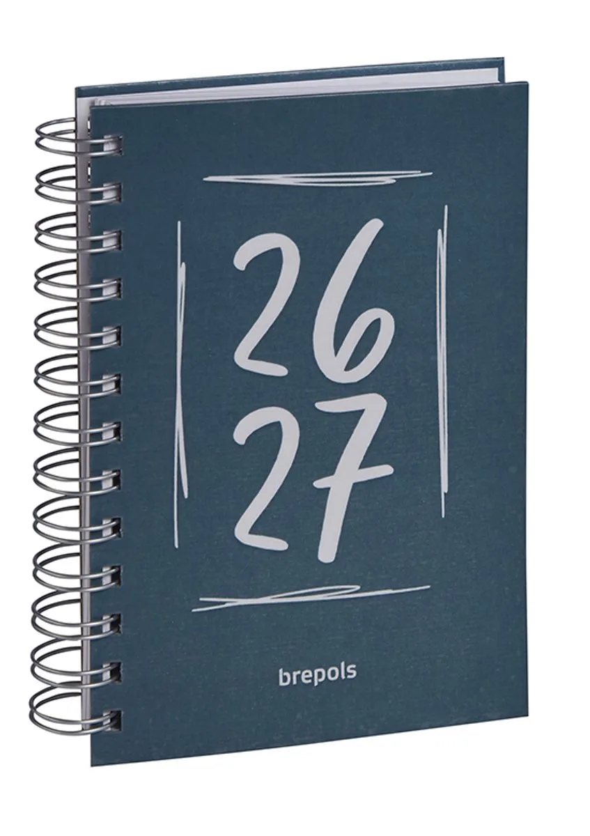 agenda 2026-2027 - DOODLE DASH - Schoolagenda - 1 dag per pagina - Wire-O - Dagoverzicht - 11.5 x 16.9 cm van Brepols in Blauw – productfoto