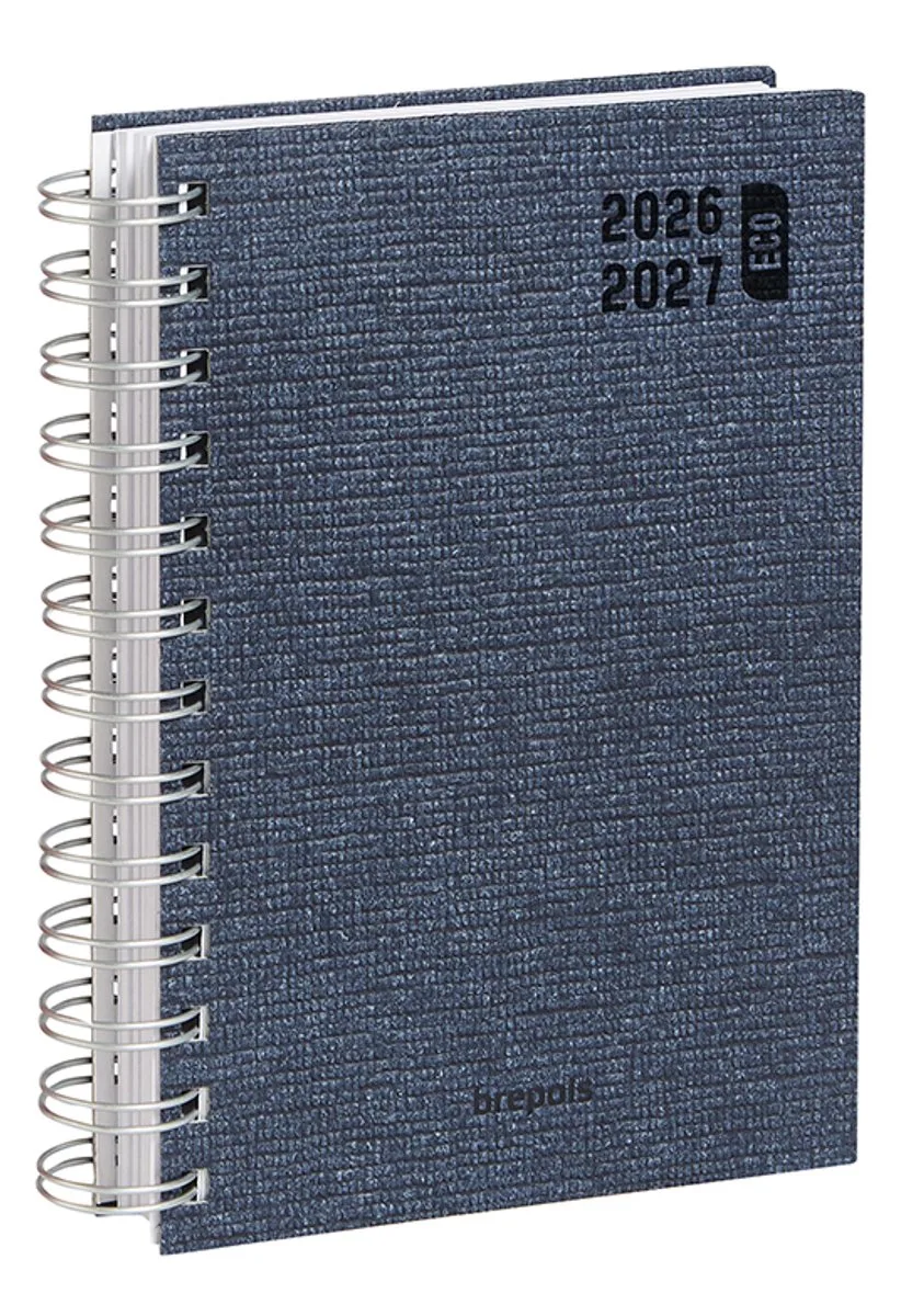 agenda 2026-2027 - ECO DECO - Schoolagenda - 1 dag per pagina - Wire-O - Dagoverzicht - 11.5 x 16.9 cm från Brepols i Blå – produktbild