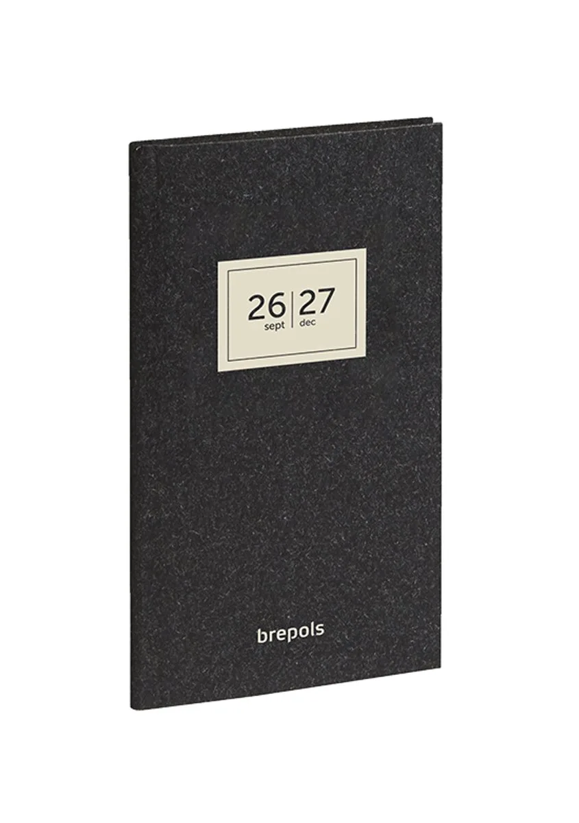 agenda 2026-2027 - Interplan ESSENZ - Schoolagenda - 16 maanden - 1 week op 2 pagina's - Gebonden - 9 x 16 cm van Brepols in Antraciet – productfoto