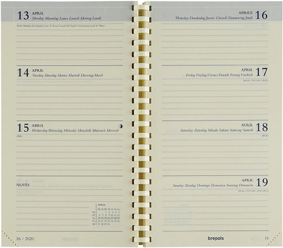 agenda 2026-2027 - Interplan VULLING - Schoolagenda - 16 maanden - 1 week op 2 pagina's - Navulling - 9 x 16 cm de Brepols en Crème – photo produit