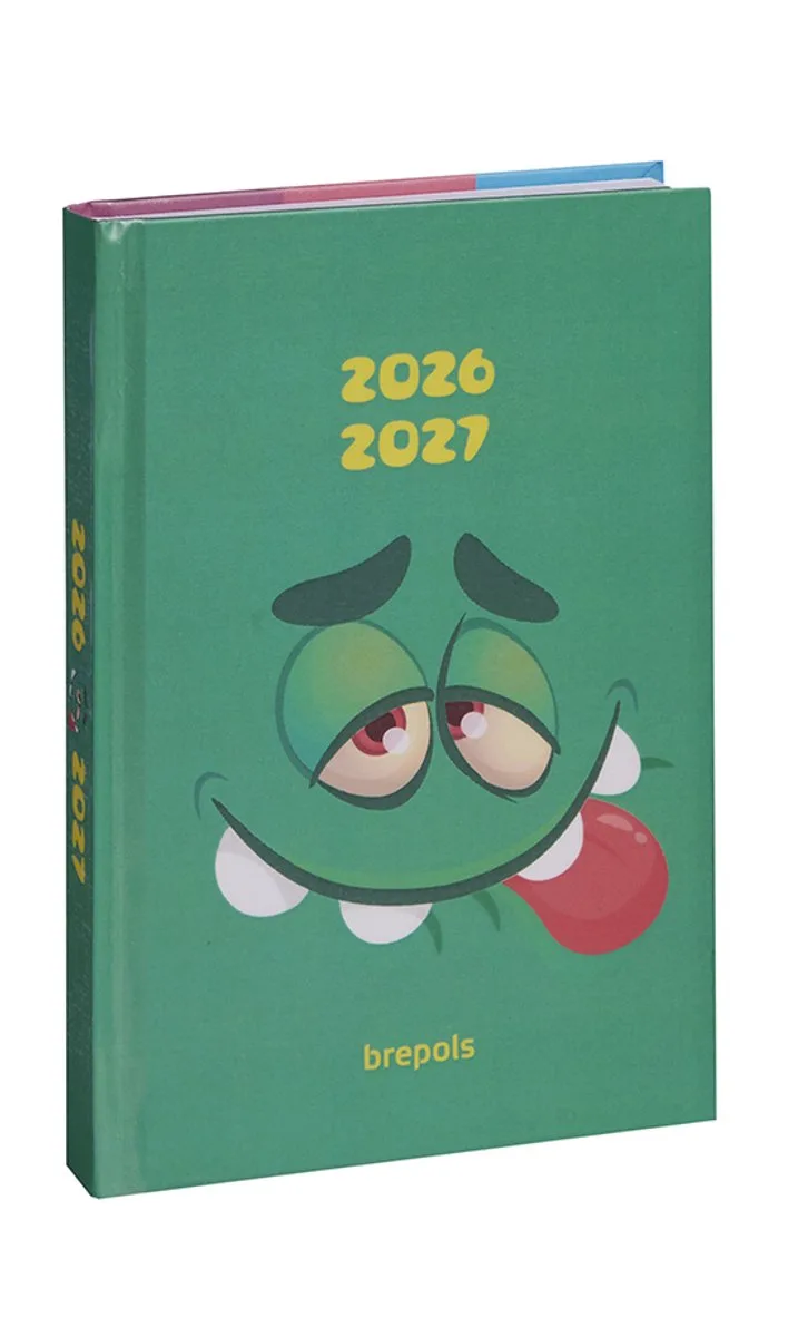 agenda 2026-2027 - MONSTERS - Schoolagenda - 1 dag per pagina - Stevige omslag - Dagoverzicht - 11.5 x 16.9 cm de Brepols en Vert – photo produit
