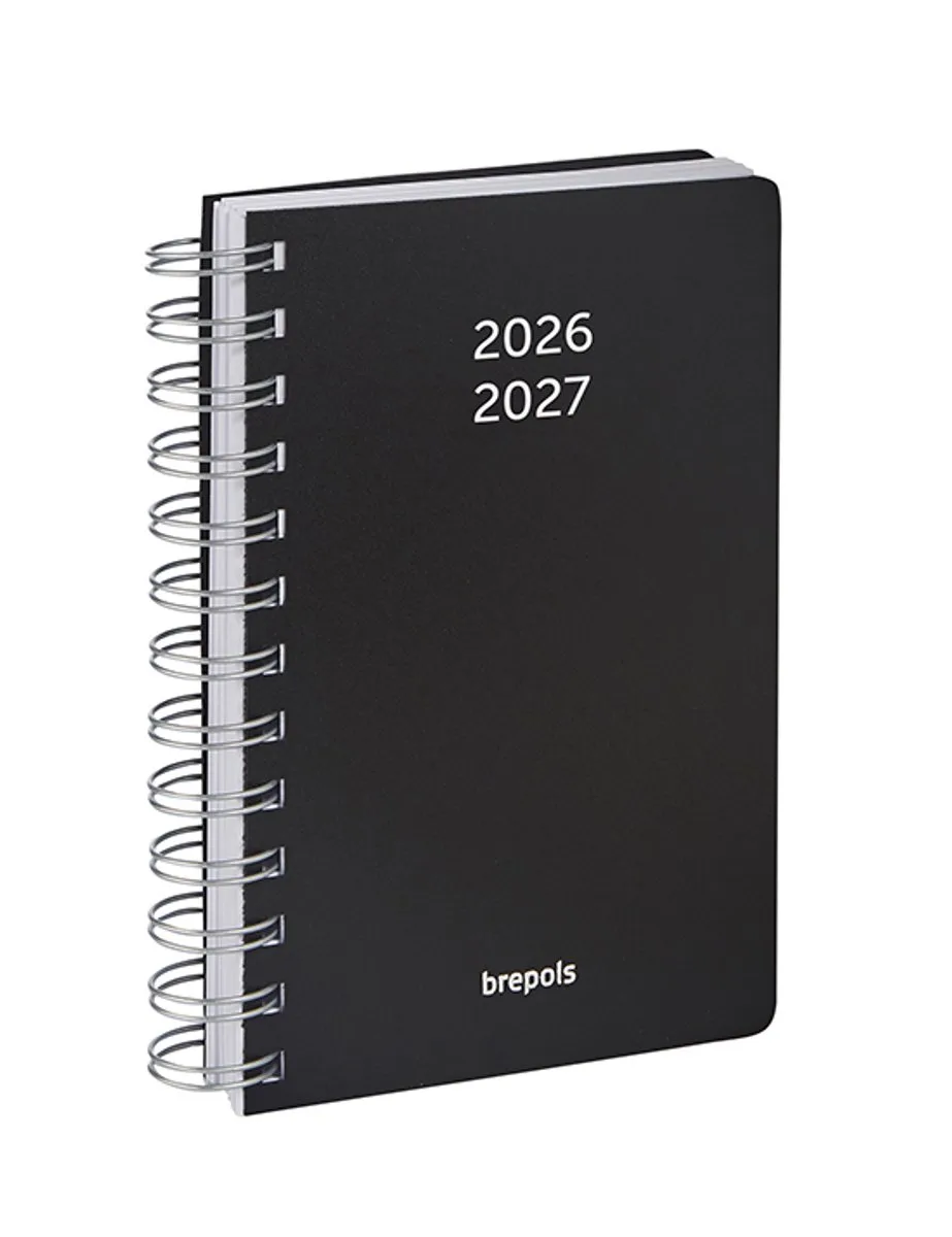 agenda 2026-2027 - POLYPROP - Schoolagenda - 1 dag per pagina - Wire-O - Dagoverzicht - 11.5 x 16.9 cm van Brepols in Zwart – productfoto