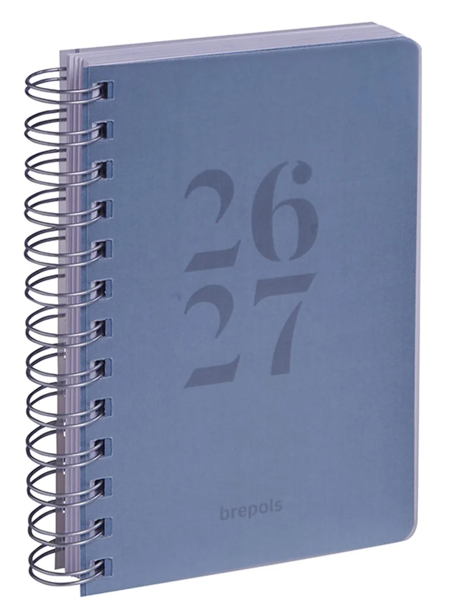 agenda 2026-2027 - WIRE-O TRANSPARANT - Schoolagenda - 1 dag per pagina - Wire-O - Dagoverzicht - 11.5 x 16.9 cm van Brepols in Blauw – productfoto