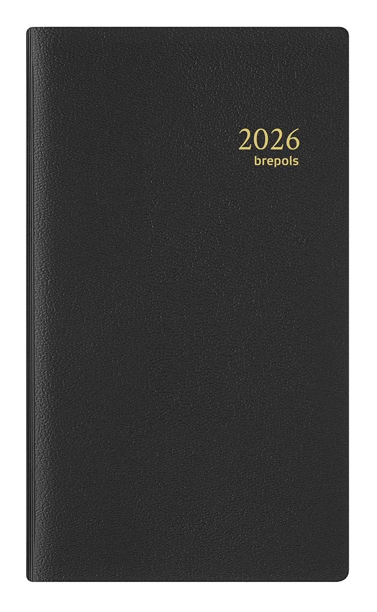 agenda 2026 - INTERPLAN [0.736] - GENOVA + ABC - Agenda - 1 week op 2 pagina's - Weekoverzicht - 9 x 16 cm de Brepols en Noir – photo produit