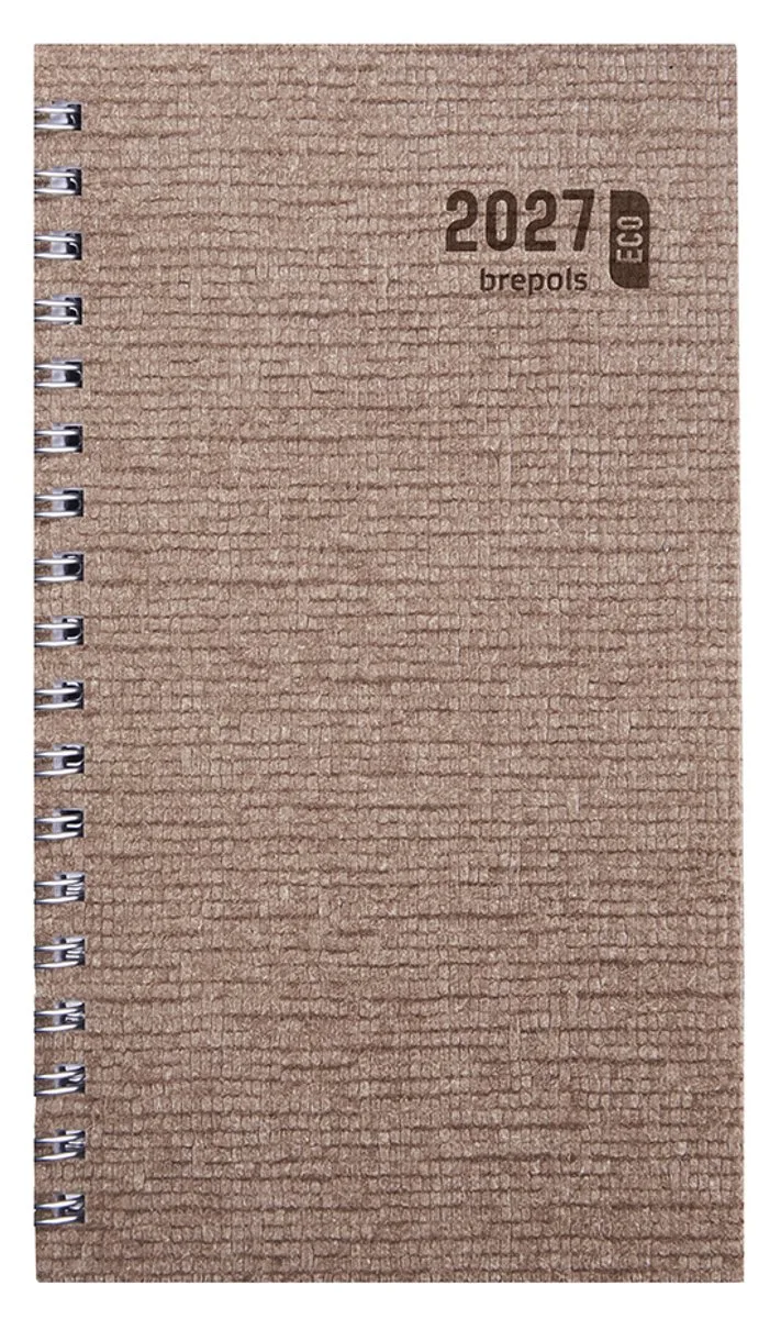 agenda 2027 - ECORAMA [0.780] - KAZAR - Zakagenda - 1 week op 2 pagina's - Weekoverzicht - Wire-O - 8.9 x 16 cm by Brepols in Brown – product photo