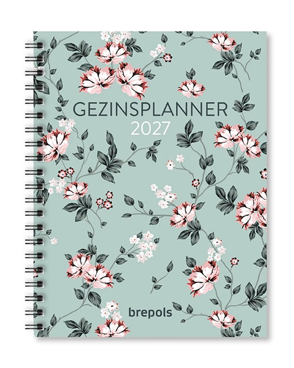 agenda 2027 - Gezinsplanner - GEZINSAGENDA [0.165] - 6 personen - 1 week op 2 pagina's - Weekoverzicht - Wire-O - 16.8 x 22 cm van Brepols in Groen – productfoto