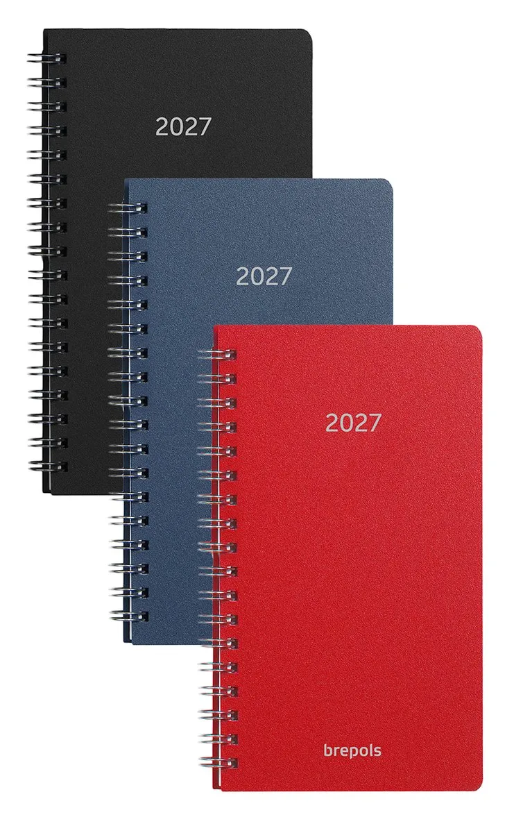 agenda 2027 - NOTAVISION [0.754] - POLYPROP - Zakagenda - 1 week op 2 pagina's - Weekoverzicht - Wire-O - 8.9 x 16 cm fra Brepols i Sort – produktbillede