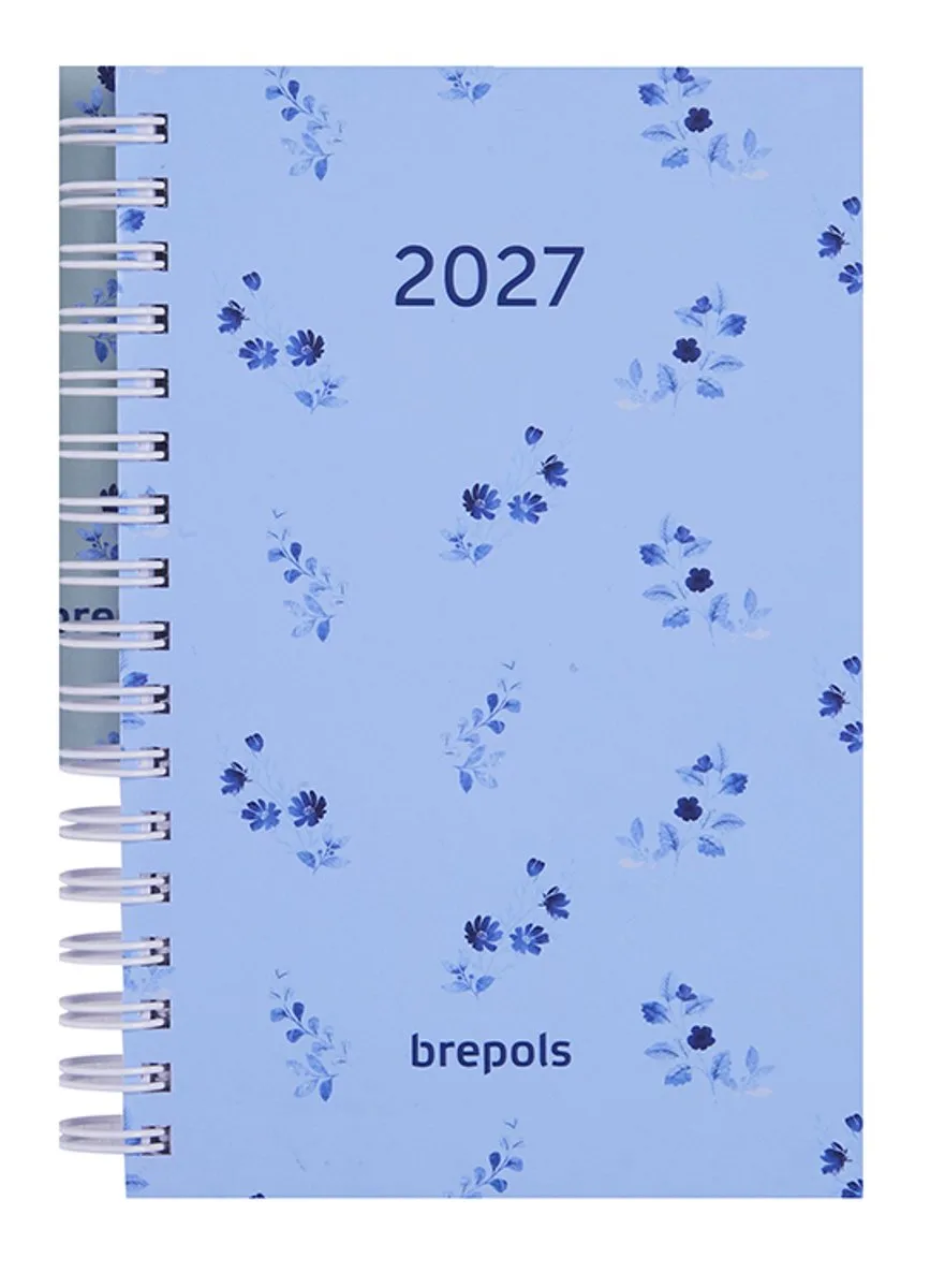 agenda 2027 - POCKET [0.767] - BLOSSOM - Zakagenda - 1 week op 2 pagina's - Weekoverzicht - Wire-O - 9.7 x 15 cm/Klein formaat!! fra Brepols i Blå – produktbillede
