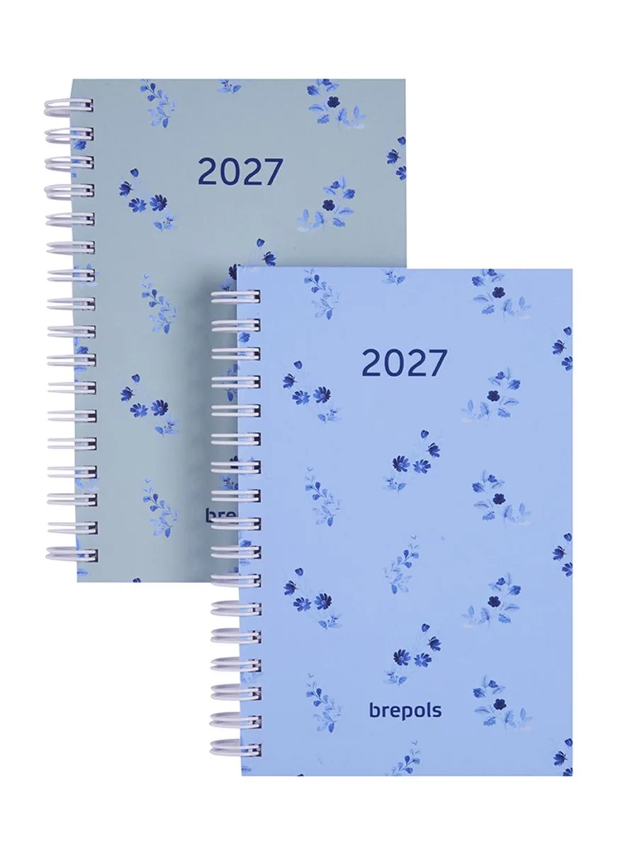 agenda 2027 - POCKET [0.767] - BLOSSOM - Zakagenda - 1 week op 2 pagina's - Weekoverzicht - Wire-O - 9.7 x 15 cm/Klein formaat!! van Brepols in Groen – productfoto