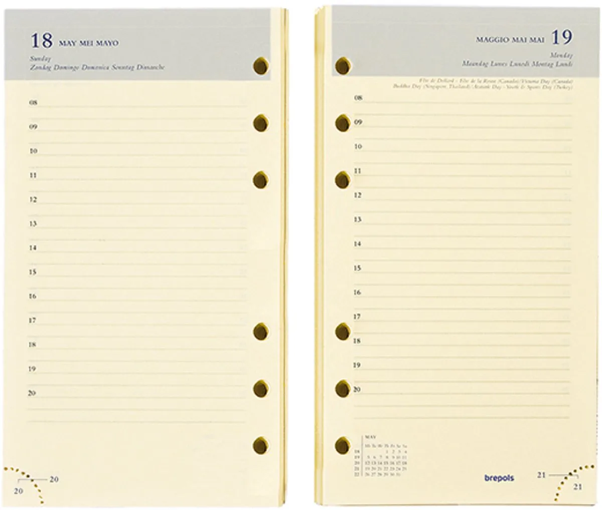 agenda vulling 2027 - BREFAX 11 [0.610] - 1 dag op 1 pagina - Dagoverzicht - 9.5 x 17 cm van Brepols in Ivoor – productfoto
