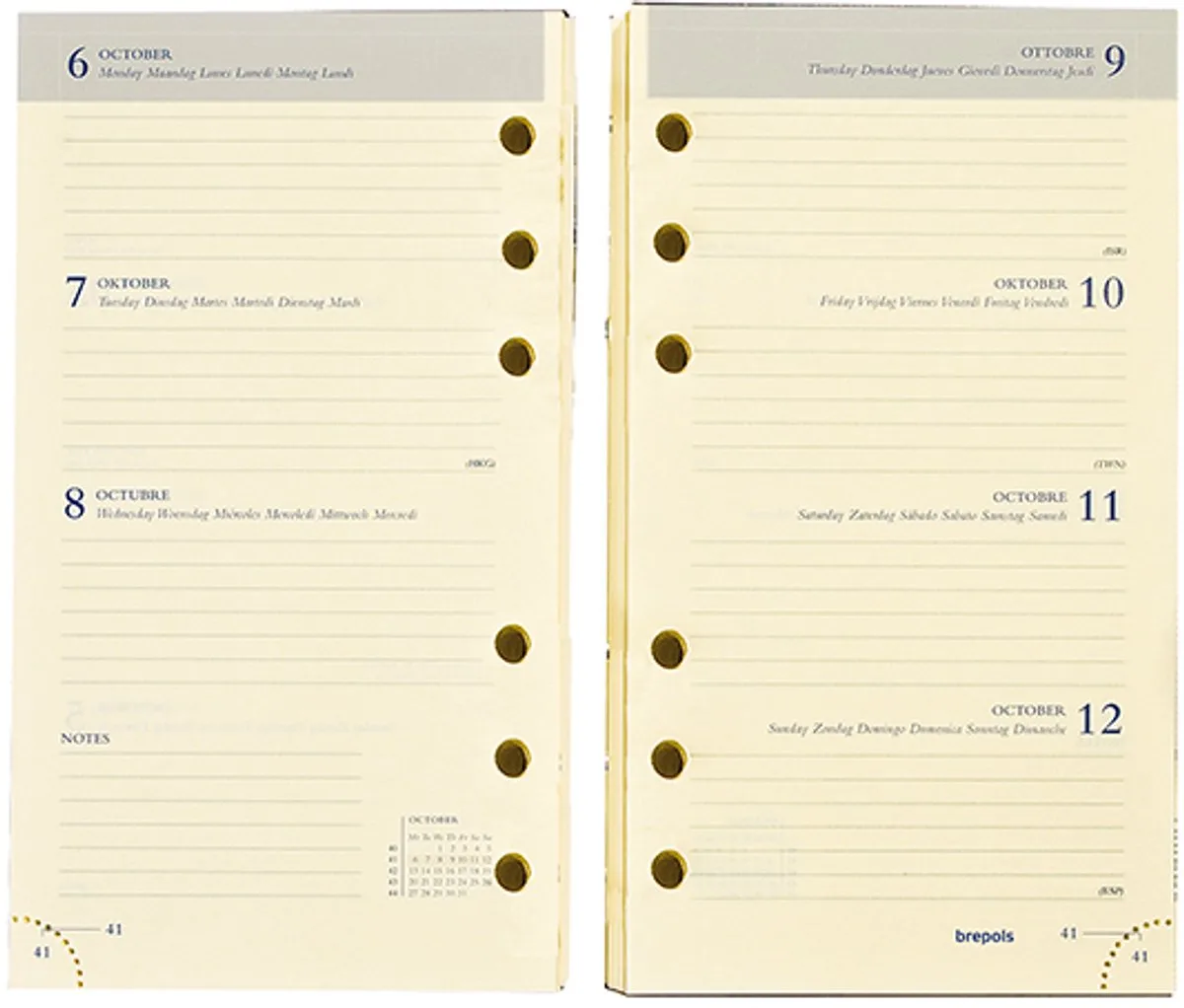 agenda vulling 2027 - BREFAX 17 [0.660] - 1 week op 2 pagina's - Weekoverzicht - 9.5 x 17 cm van Brepols in Ivoor – productfoto