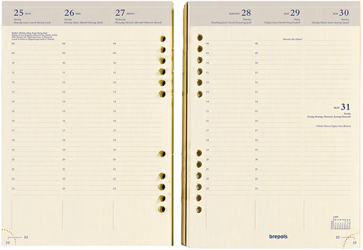 agenda vulling 2027 - BREFAX 7 [0.510] - 1 week op 2 pagina's - Weekoverzicht - 14.5 x 21 cm de Brepols en Ivoire – photo produit