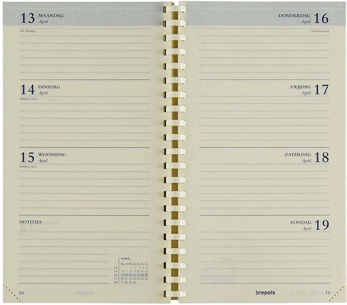 agendavulling 2027 - INTERPLAN [0.731] - VULLING - Zakagenda - 1 week op 2 pagina's - Weekoverzicht - Gespiraleerd - Navulling - 8.9 x 16 cm van Brepols in Ivoor – productfoto
