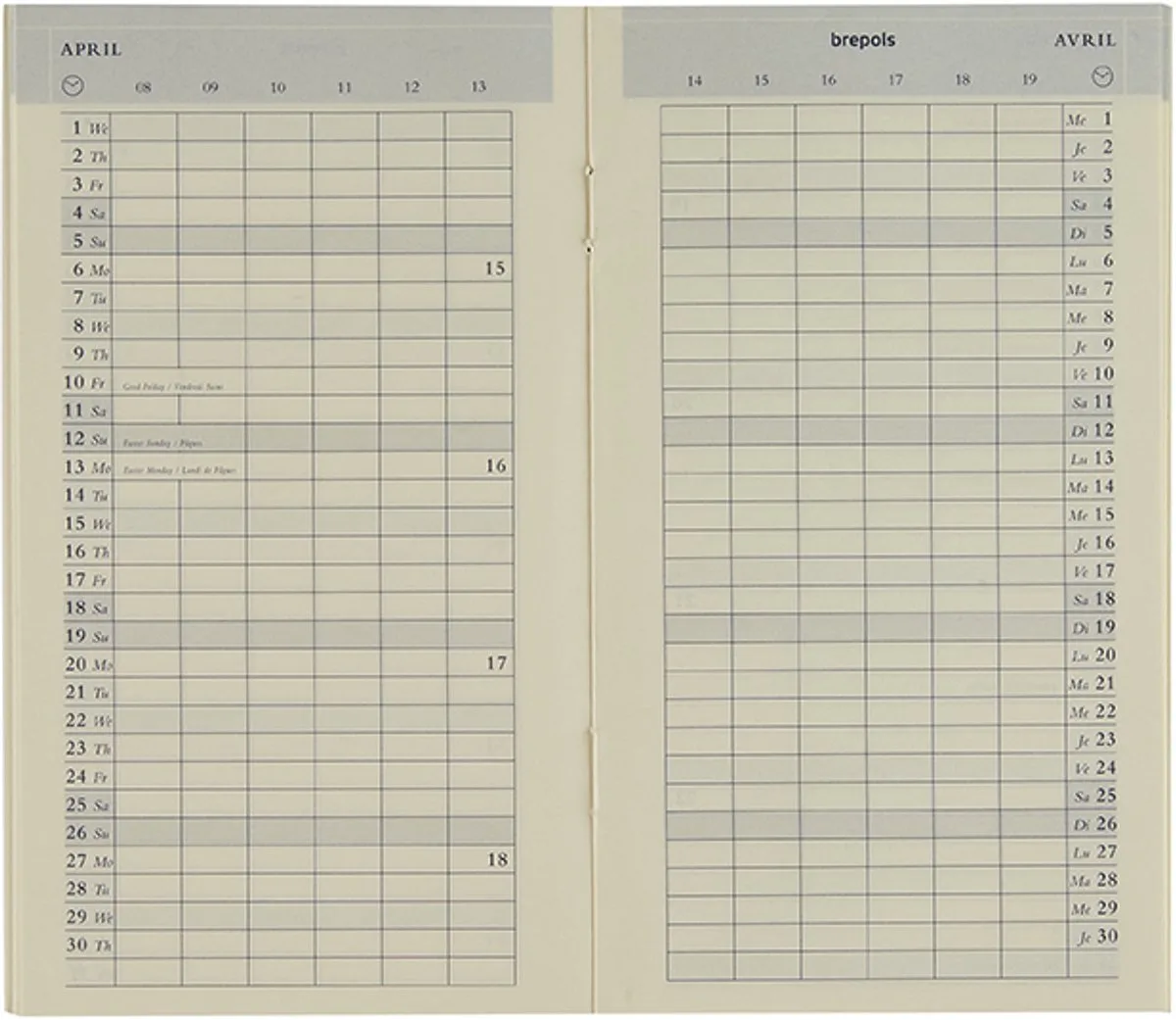 agendavulling 2027 - PLAN-O-RAMA [0.604] - VULLING - Zak agenda - 1 maand op 2 pagina's - Maandoverzicht - Navulling - 9.2 x 16 cm de Brepols en Ivoire – photo produit
