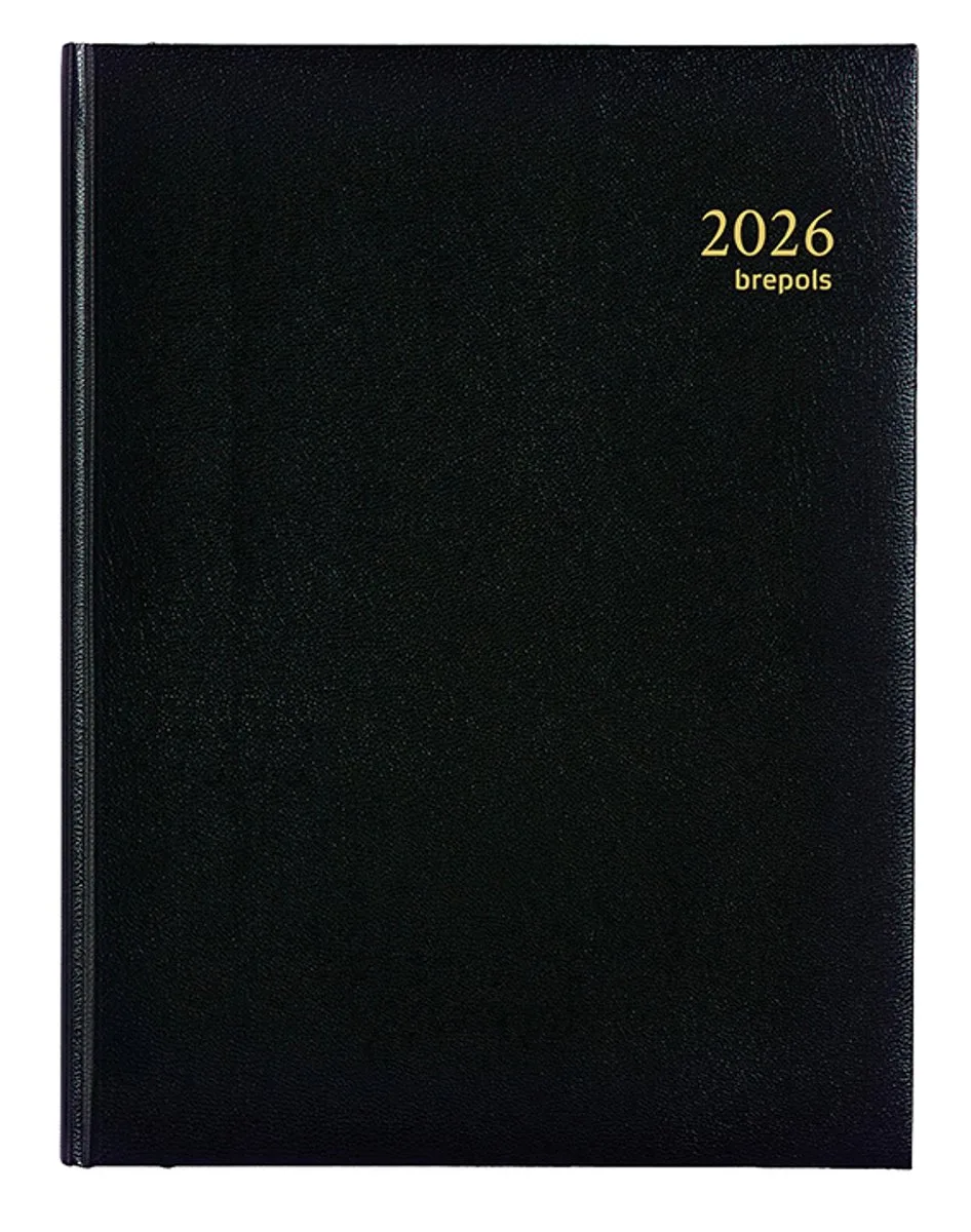 bureau agenda 2026 - AMBASSADOR [0.116] - LIMA - Bureau agenda - 1 dag op 1 pagina - Dagoverzicht - 17 x 22 cm de Brepols en Noir – photo produit