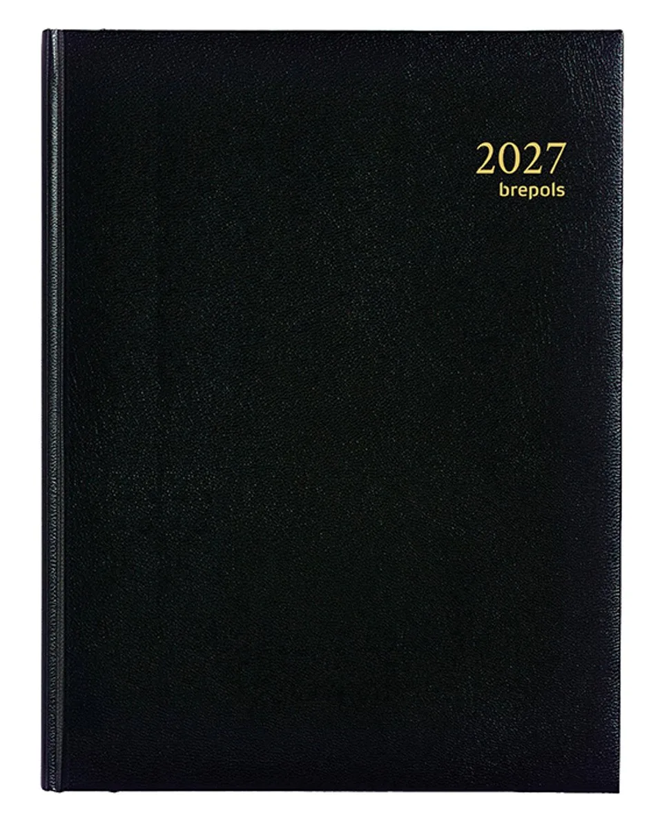 bureau agenda 2027 - AMBASSADOR [0.116] - LIMA - Bureau agenda - 1 dag op 1 pagina - Dagoverzicht - 17 x 22 cm från Brepols i Svart – produktbild