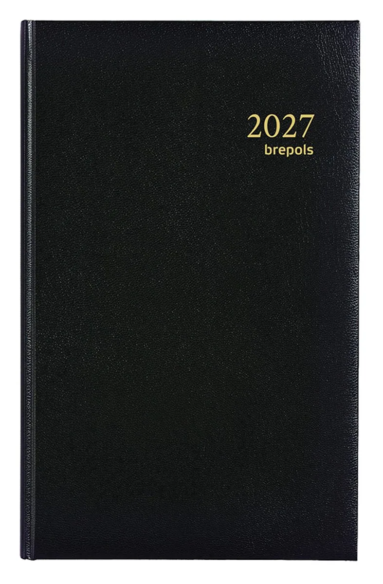 bureau agenda 2027 - BREFIX [0.016] - LIMA - Bureau agenda - 1 dag op 1 pagina - Dagoverzicht - 11.3 x 18.2 cm från Brepols i Svart – produktbild