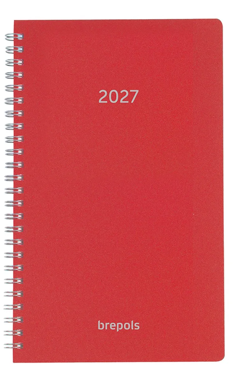 bureau agenda 2027 - BREFORM [0.516] - POLYPROP - Bureau agenda - 1 dag op 1 pagina - Dagoverzicht - Wire-O - 10 x 16.5 cm från Brepols i Röd – produktbild