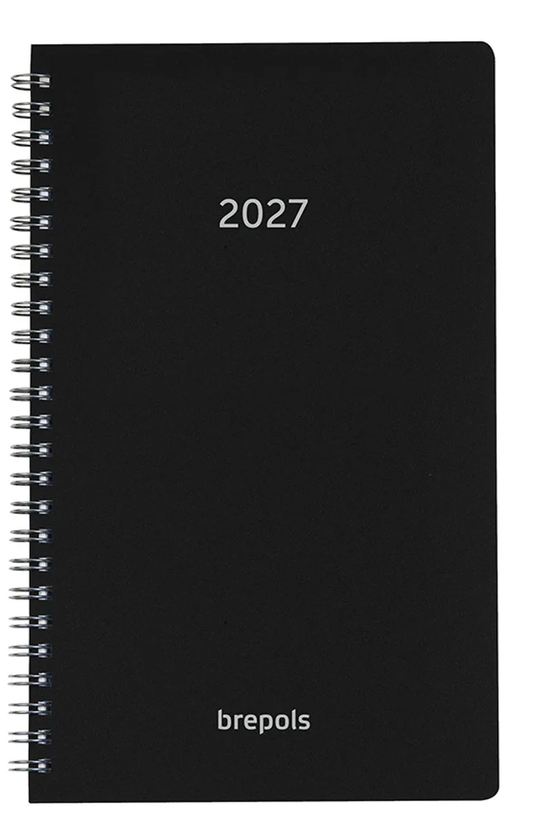 bureau agenda 2027 - BREFORM [0.516] - POLYPROP - Bureau agenda - 1 dag op 1 pagina - Dagoverzicht - Wire-O - 10 x 16.5 cm från Brepols i Svart – produktbild