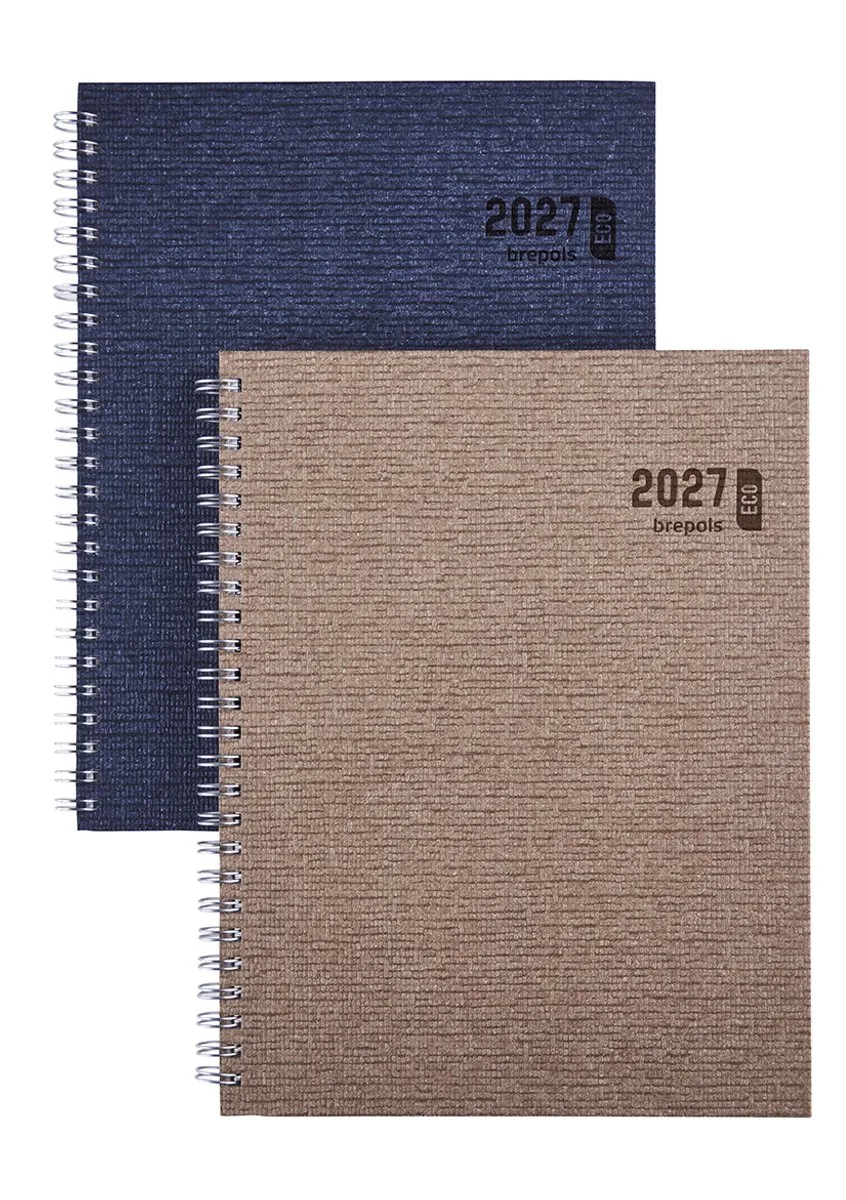 bureau agenda 2027 - ECOTIMING [0.180] - KAZAR - Bureau agenda - 1 week op 2 pagina's - Weekoverzicht - Wire-O - 17.1 x 22 cm van Brepols in Blauw – productfoto