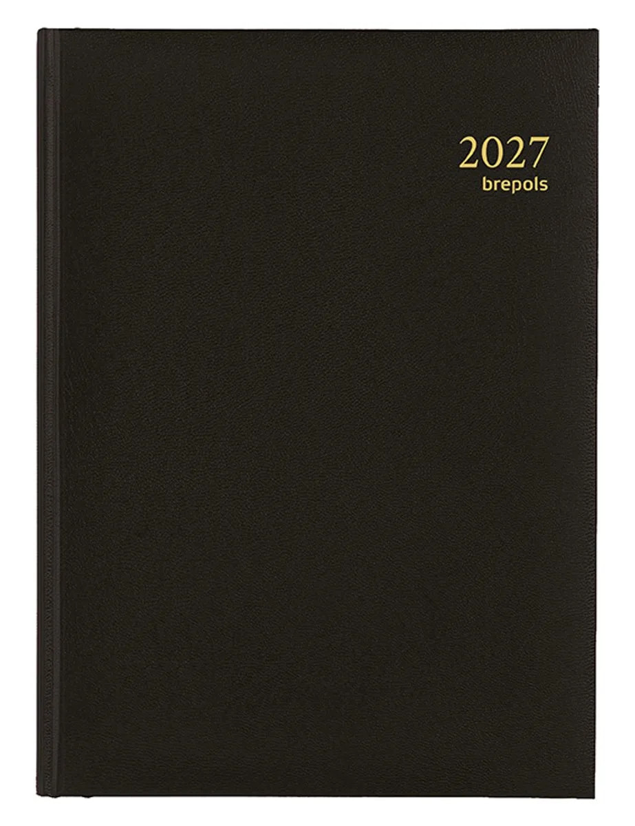 bureau agenda 2027 - EURO [0.224] - LIMA - Bureau agenda - 1 dag op 1 pagina - Dagoverzicht - 14.8 x 21 cm de Brepols en Noir – photo produit