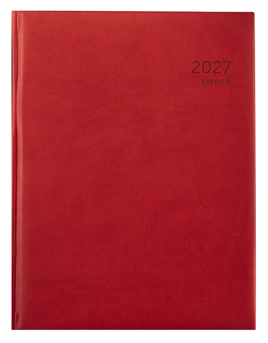 bureau agenda 2027 - OPTIVISION LARGE [0.117] - CLASSICA - Bureau agenda - 1 week op 2 pagina's - Weekoverzicht - 17.1 x 22 cm från Brepols i Röd – produktbild