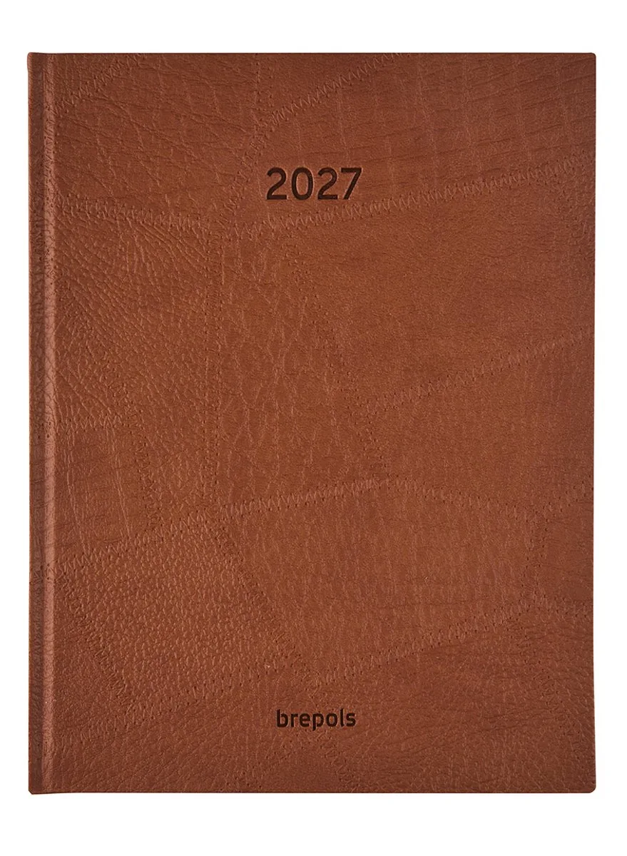 bureau agenda 2027 - OPTIVISION LARGE [0.117] - LUCCA - Bureau agenda - 1 week op 2 pagina's - Weekoverzicht - 17.1 x 22 cm från Brepols i Brun – produktbild