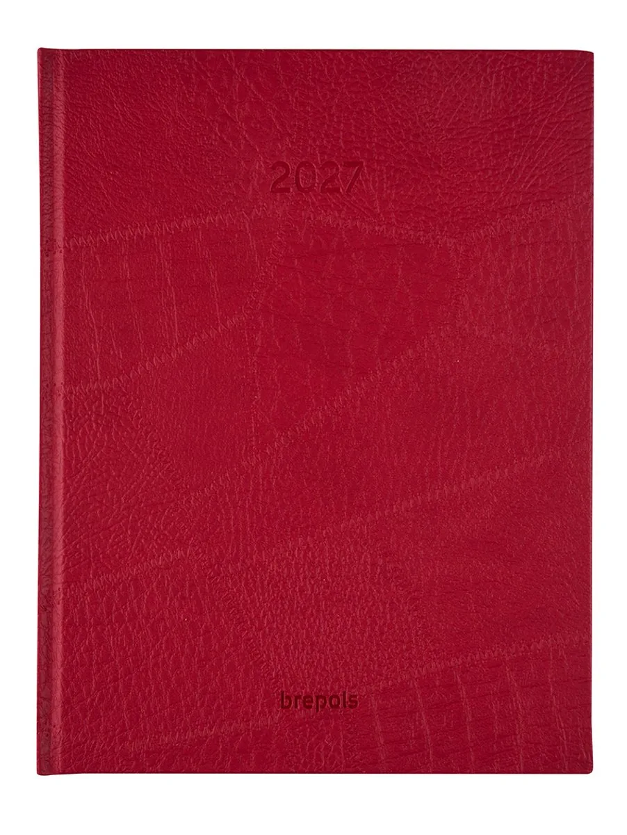bureau agenda 2027 - OPTIVISION LARGE [0.117] - LUCCA - Bureau agenda - 1 week op 2 pagina's - Weekoverzicht - 17.1 x 22 cm från Brepols i Röd – produktbild