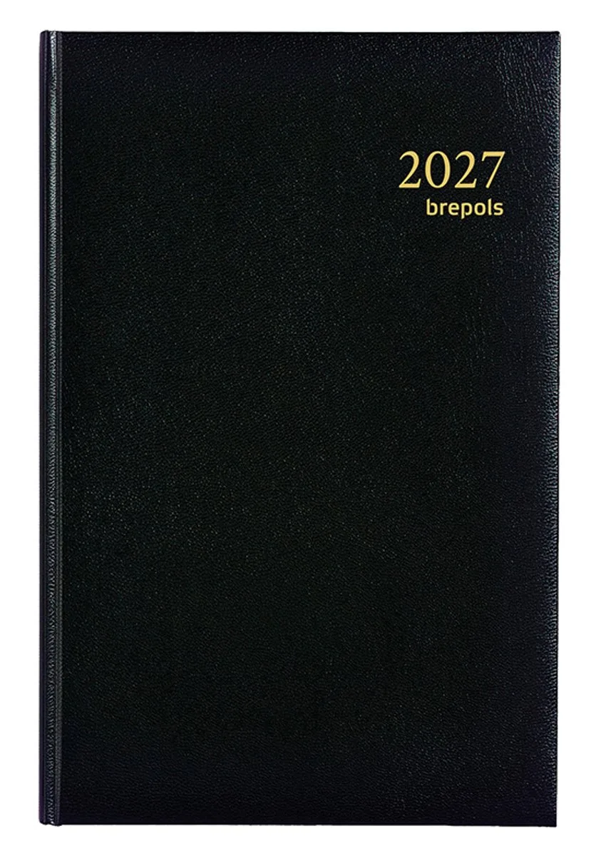bureau agenda 2027 - SATURNUS KORT [0.221] - LIMA - Bureau agenda - 2 dagen op 1 pagina - Dagoverzicht - 13 x 20.8 cm van Brepols in Zwart – productfoto